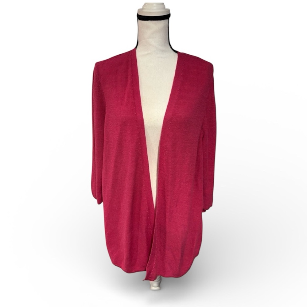 J. Jill 3X Linen Cardigan Sweater Pink Open Front